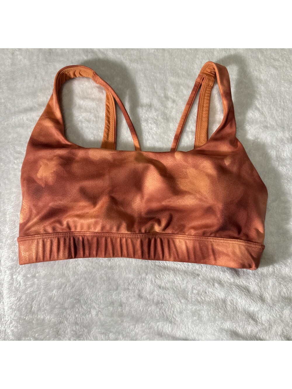Athleta Plus Size S Sports Bra Exhale Printed Mottled Red Orange Wireless. (2009